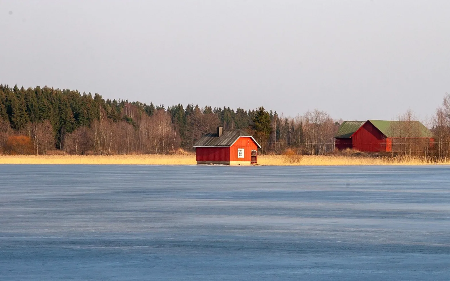 Ice, lake and cottage